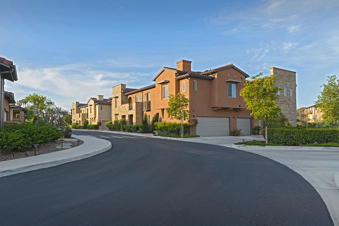 street view of two story homes of varied colors